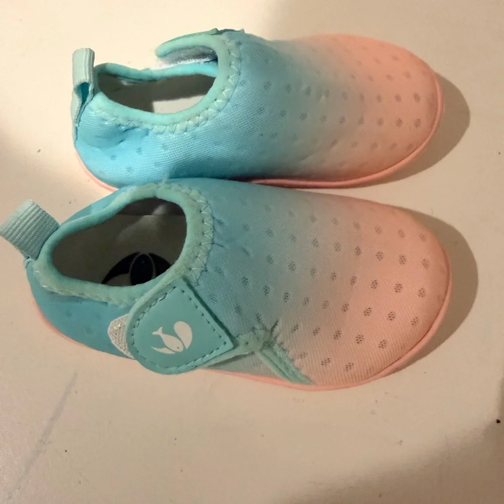 Aqua and Pink toddler swim shoes